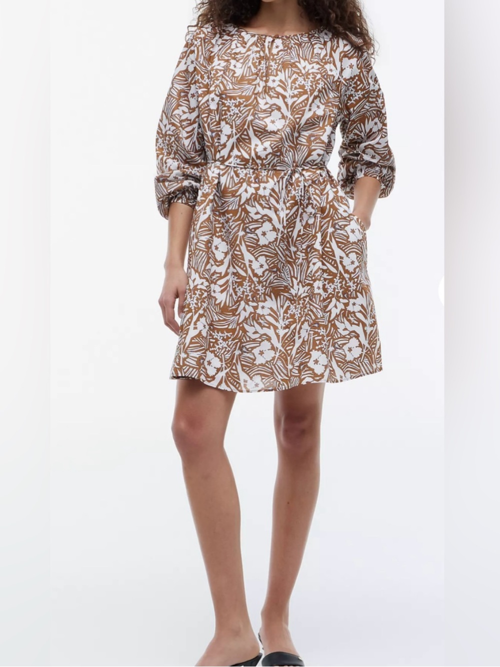 Tommy Hilfiger White and Brown Floral Mini Skirt XXL